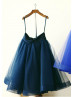 Royal Blue Navy Blue Satin Belt Tulle  Skirt
